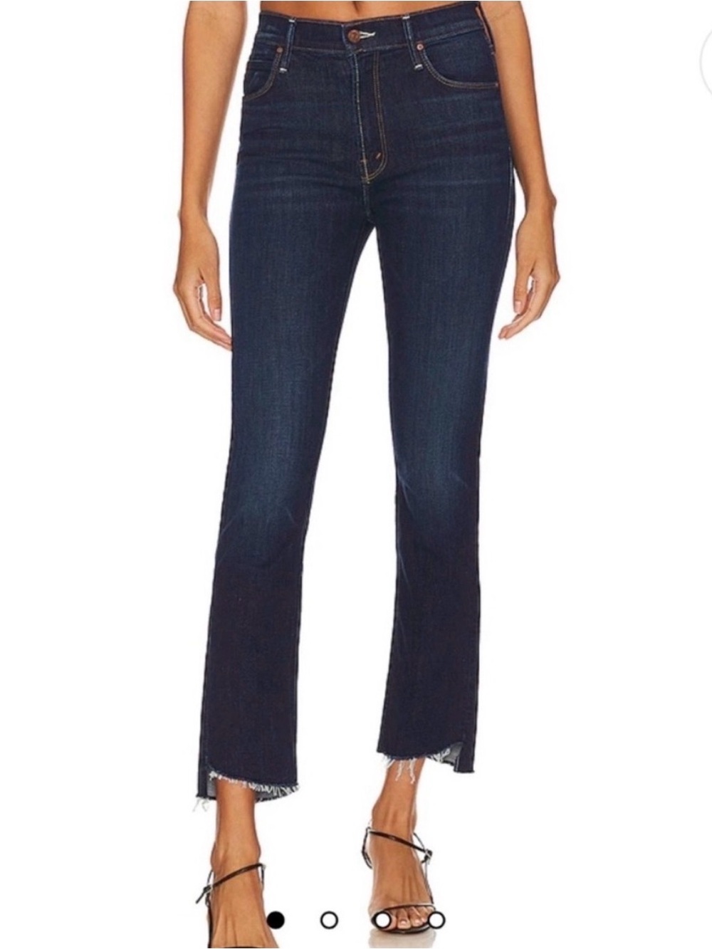 MOTHER The Mid Rise Dazzler Ankle Step Fray Off Limits Size 28